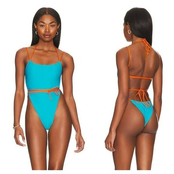 Tularosa Caribbean Vibes One Piece - Blue & Orange - Picture 1 of 12